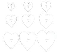 BENECREAT Pochoir Acrylique Sashiko 9 taille Outil de Broderie en Forme de Cœur de 2/3/ 4/5/ 6/7/ 8/9/ 10cm Gabarit de Dessin pour le Matelassage et la Broderie à la Main