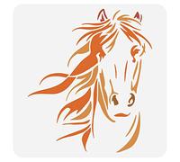 BENECREAT Pochoir Cheval, Modèles de Peinture de Tête de Cheval de 30x30 cm Modèle de Pochoirs Animaux Réutilisables pour Le Scrapbooking, Tissu, Album Photo, Meubles de Sol, Décoration Murale