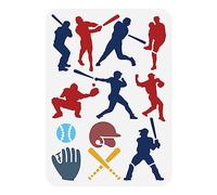 BENECREAT Pochoir de joueur de baseball - 30,5 x 20,3 cm - Motif de baseball - Réutilisable - En plastique - Thème sportif - Pochoir à faire soi-même - Pour peinture sur meubles en bois, décoration