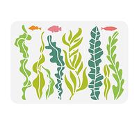 BENECREAT Pochoir sur le thème de l'océan, 29,7 x 21,1 cm, algues marines, poissons, dessin, peinture, pochoirs pour peinture, scrapbooking, tissu, carrelage, sol, meubles en bois