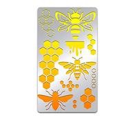 BENECREAT Pochoirs Abeille, 17.5x10cm Hexagone Nid d'abeille en Acier Inoxydable Dessin Pochoir Printemps Été Miel Modèle pour Sculpture sur Bois et Scrapbooking