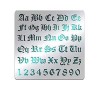 BENECREAT Pochoirs en métal mat, lettres de l'alphabet et chiffres gothiques de A à Z, pour peinture, combustion du bois, gravure du cuir, gravure, scrapbooking, 15,6 x 15,6 cm