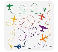 BENECREAT Pochoirs en Plastique Réutilisables, Modèle de Peinture de Pochoirs de Vol d'avion d'avion pour Les Murs de Bricolage Art Scrapbook Artisanat Meubles, 30x30 cm
