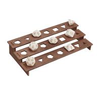 BENECREAT Porte Dés en Bois Présentoir à Dés à 3 niveau Étagère de Rangement pour Dés en Noix de Coco Marron Pouvant Contenir 21 Pcs Dés Polyédriques pour les Collectionneurs de Dés Donjons et Dragons