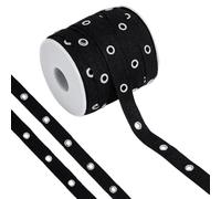 BENECREAT Ruban à Œillets Noir de 18.3 m Rubans Sergés à Œillets de 15mm Large en Coton pour la Confection Corsets Décoration Vêtements et Décoration Intérieure Faire