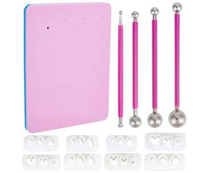 BENECREAT Stylet à Bille en Acier Inoxydable à Double Extrémité 4 taille Kit D'Emporte Pièces en Argile avec 8 moule en Forme de Fleur en Argile Polymère pour Bijoux Couronnes et Boucles D'Oreilles en