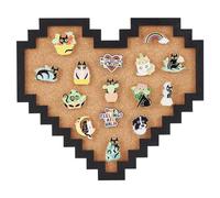 BENECREAT Tableau D'Affichage Pixel Coeur Tableau en Liège, 2 cm D'Épaisseur Tableau D'Affichage Mural en Liège pour le Rangement des Broches, Bureau, Maison, Festival, Décoration, 22.9x20 cm