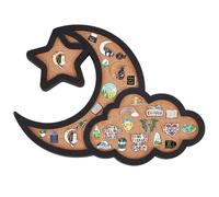 BENECREAT Tableau en Liège Cloud Moon Pin Board Tableau D'Affichage Mural en Forme D'Étoile de 31.5x25.5cm avec Cadre Noir pour Affichage de Stockage de Broches Décor D'École à Domicile de Bureau