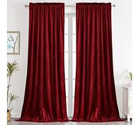 Rideaux en velours riche pour le salon - 2 panneaux de 248 cm - Occultant - Doux et épais - Pour fenêtre - Rideau de fenêtre - Avec passe-tringle - 132 x 248 cm - Rouge bordeaux