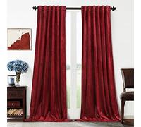 Benedeco Lot de 2 rideaux occultants en velours pour fenêtre de chambre à coucher avec languette arrière, super doux, vintage, luxueux, isolation thermique, pour salon, 132,1 x 304,8 cm, rouge