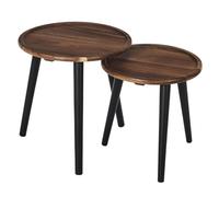Altobuy Tables basses Benedict – Lot de 2 rondes gigognes en acacia teinté noyer