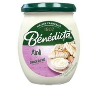 BÉNÉDICTA - Sauce Aïoli - Sauce à L'Ail · Goût Intense D'Ail · Texture Onctueuse · Fabriquée en France · Idéale pour les Plats de Poissons et les Légumes - Le Pot de 260g - Le Lot De 4