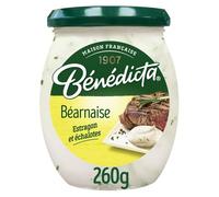 BENEDICTA - Sauce Béarnaise - À L'Estragon et aux Échalotes · Fabriquée en France · Parfaite pour Viandes Rouges & Plats Chauds - Le Pot de 260g - Le Lot De 4