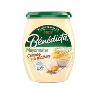 BÉNÉDICTA - Sauce Mayonnaise Comme à la Maison - Œufs Français Plein Air · Sans Conservateur, Colorant ni Arôme · Idéale pour les Frites, les Œufs Mayo et les Sandwichs - Le Pot de 255g - Le Lot De 4