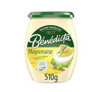 BÉNÉDICTA - Sauce Mayonnaise Nature - Goût Fin et Délicat - Le Pot de 510g - Le Lot De 4