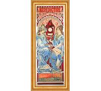 Benedictine De Labbaye de Fecamp Liqueur Impression sur bouteille Mucha 20 encadrée