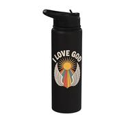 Bénédiction spirituelle rétro J'aime Dieu Stainless Steel Insulated Water Bottle