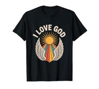 Bénédiction spirituelle rétro J'aime Dieu T-Shirt Graphique avec Valeur