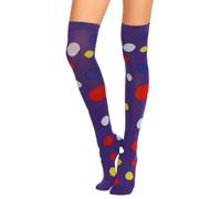 Benefeet Sox Chaussettes de clown violettes, chaussettes hautes pour femmes et filles, chaussettes longues colores pois arc-en-ciel, chaussett
