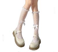 Benefeet Sox Chaussettes montantes à volants et en dentelle pour femmes et filles, transparentes et sexy, bas en résille, noir et blanc, taille unique