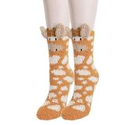 Benefeet Sox Giraffe Fuzzy Socks for Women Girls Funny Animal Cozy Soft Slipper Socks 3D Kawaii Cartoon Fluffy Plush Sock Thick Winter Warm Comfy Home Sleeping Sock