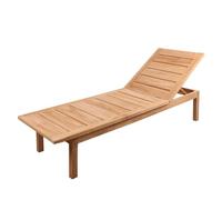 BENEFFITO SALENTO - Chaise Longue en Teck Massif - Bain de Soleil - Dossier Inclinable 4 Niveaux - Solide et Résistant aux Intempéries - 200 x 65 x 38.5 CM - Poids Maximum 150 KG