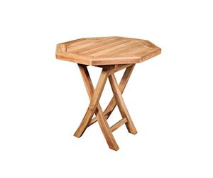 BENEFFITO SALENTO - Table en Teck Octogonale - Table Basse d'Extérieur Pliante - Solide et Résistante - Diamètre 53 CM - Hauteur 51,5 CM
