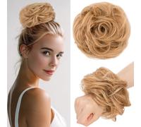 Benehair Chignon en Cheveux Naturels, 25g Chignon Bouclé, Extension Chignons en Vrais Chevelure, Chignons en Cheveux Humains Bouclé pour Femme, Blond Foncé #27