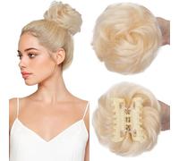 Benehair Griffe dans le Clip Chignon Bouclé, 42g Chignons à Pinces à Griffes, Chignon en Cheveux Naturels pour Femmes, Cheveux Pince à Griffes Bouclés Ondulés Chignons, Blond Platine #60R