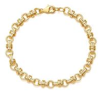 BENEIGE Bracelet en or plaqué or 14 carats avec perles satellites et chaîne ovale à maillons superposés, bijoux faits à la main pour filles, 7.3 inch, Laiton, Pas de gemme