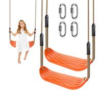 BeneLabe 2pcs Balancoire Extérieur, Siège Balançoire Arbre Interieur Plastique Balancoire avec Réglable Corde 130-200cm Mousqueton pour Bébé/Enfant/Adulte/Adolescent, Ondulations l'eau Orange/113kg