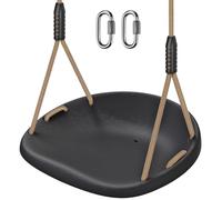 BeneLabe Balancoire Extérieur, Siège Balançoire Arbre Interieur Plastique Dur Large Balancoire avec Réglable Corde 150-200cm et Mousqueton pour Bébé/Enfant/Adulte/Adolescent, Noir Concaved/272kg