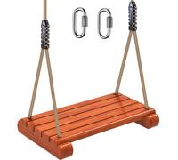 BeneLabe Balancoire Extérieur, Siège Bois Balançoire Arbre Interieur Large Balancoire avec Réglable Corde 150-200cm Mousqueton pour Bébé/Enfant/Adulte/Adolescent, Jusqu 227kg