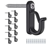 BeneLabel 10pcs Crochet à Visser pour Lumière de Noël, Plantes Suspendues Dans le Jardin, Fil de Fer, Tasses, Ustensiles de Cuisin avec Boucle de Sécurité & Ancrage à Expansion, 4.5cm/20lbs, Noir