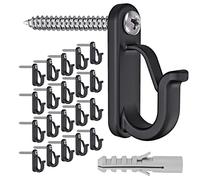 BeneLabel 20pcs Crochet à Visser pour Lumière de Noël, Plantes Suspendues Dans le Jardin, Fil de Fer, Tasses, Ustensiles de Cuisin avec Boucle de Sécurité & Ancrage à Expansion, 4.5cm/20lbs, Noir