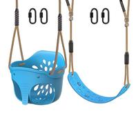 BeneLabel 2pcs Balancoire Extérieur, Siège Balançoire Arbre Interieur Plastique Souple Bebe Balancoire Réglable Corde 130-200cm Mousqueton 1-3AnsBébé/Enfant/Adulte/Adolescent Éléphant Bleu Fleur/272kg