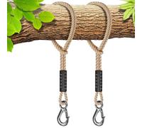 BeneLabel 2pcs Corde de Hamac, 100cm Sangle de Balançoire avec Crochet (400lbs) Arbre Suspension Materiel en Polyester Fauteuil Suspendu Fixation Kit, Jusqu'à 2500lbs, 10mm de Diamètre, Blanc Cassé