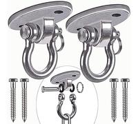 BeneLabel 2pcs MatéRiel de Suspension pour Hamac, Pivotant Kit D'Accrochage au Plafond pour Le Bois Corde de Yoga/Cerceau AéRien/Bois Kit de Suspension en BéTon, 1000lbs/Ovale