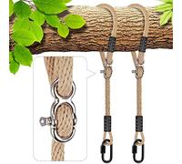 BeneLabel 2pcs Sangles de Suspension, 1.5M Corde de Balançoire Hamac Réglable Extensible en Polyester pour Arbres Chaises Jeux Accessoires, Jusqu'à 1000lbs, 10mm de Diamètre, Naturel