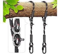 BeneLabel 2pcs Sangles de Suspension, 1M Corde de Balançoire Hamac Réglable Extensible en Polyester pour Arbres Chaises Jeux Accessoires, Jusqu'à 1000lbs, 10mm de Diamètre, Noir
