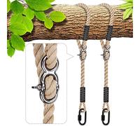 BeneLabel 2pcs Sangles de Suspension, 2M Corde de Balançoire Hamac Réglable Extensible en Polyester pour Arbres Chaises Jeux Accessoires, Jusqu'à 1000lbs, 10mm de Diamètre, Blanc Cassé