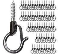 BeneLabel 60pcs Crochet à Visser pour Lumière de Noël, Plantes Suspendues Dans le Jardin, Fil de Fer, Tasses, Ustensiles de Cuisine avec Boucle de Sécurité, 4.8cm/40lbs, Noir