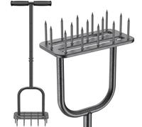 BeneLabel Aérateur de Gazon Pelouse, Outil d'aération Manuel 15 Pointes de Prise Jardin du Sol Robuste Long Manche avec Poignée Antidérapante pour Ameublir Le Sol et Améliorer Santé de Pelouse, Noir