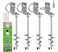 BeneLabel Ancrage au Sol, 50cm Heavy Duty Trampoline Anchor à Visser kit Ancrage Balancoire 4pcs Spirale 7.2cm pour Structure d'escalade/Abri Voiture/Clôture avec Plaque Fixe et Anneau, Base en L