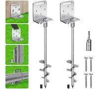 BeneLabel Ancrage au Sol, 80cm Heavy Duty Trampoline Anchor à Visser kit Ancrage Balancoire 2pcs Spirale 7.2cm pour Structure d'escalade/Abri Voiture/Clôture avec Plaque Fixe, Base en L