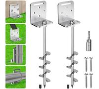 Benelabel Ancrages de Sol, 50cm Piquet de Fixation Trampoline 2pcs Ancrage au Sol Robuste 5cm éPi de La TempêTe de Vent pour BalançOire/Camping/Abri/Chien/Carport/Auvent avec Plaque Fixe