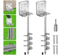 Benelabel Ancrages de Sol, 50cm Piquet de Fixation Trampoline 2pcs Ancrage au Sol Robuste 7.6cm éPi de La TempêTe de Vent pour BalançOire/Camping/Abri/Chien/Carport/Auvent avec Plaque Fixe