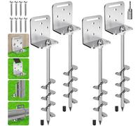 Benelabel Ancrages de Sol, 50cm Piquet de Fixation Trampoline 4pcs Ancrage au Sol Robuste 5cm éPi de La TempêTe de Vent pour BalançOire/Camping/Abri/Chien/Carport/Auvent avec Plaque Fixe