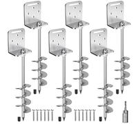 Benelabel Ancrages de Sol, 50cm Piquet de Fixation Trampoline 6pcs Ancrage au Sol Robuste 7.6cm éPi de La TempêTe de Vent pour BalançOire/Camping/Abri/Chien/Carport/Auvent avec Plaque Fixe