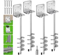 Benelabel Ancrages de Sol, 67cm Piquet de Fixation Trampoline 4pcs Ancrage au Sol Robuste 7.6cm éPi de La TempêTe de Vent pour BalançOire/Camping/Abri/Chien/Carport/Auvent avec Plaque Fixe